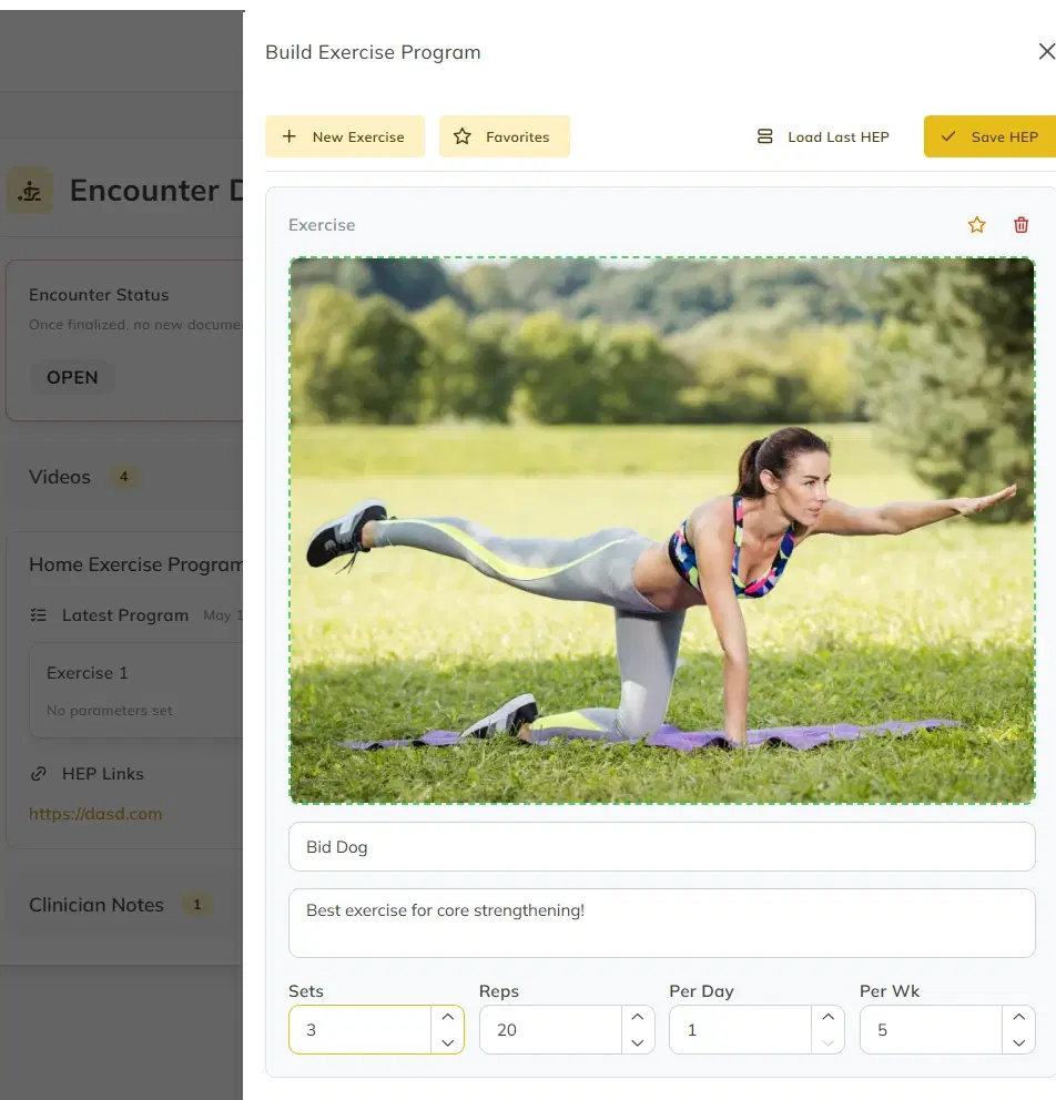 Patient performing bird-dog exercise at home